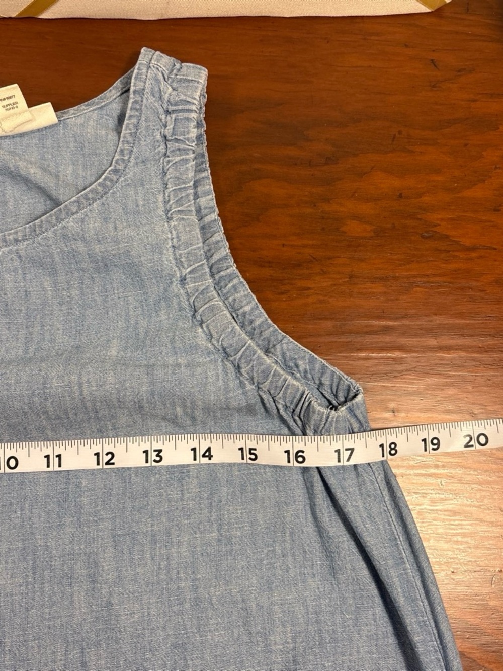 Women’s blue chambray Sleeveless A-Line dress w/pockets size M - Picture 3 of 5